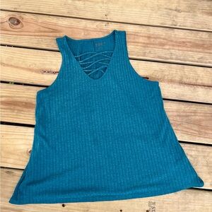 Elegant Teal Ribbed Tank Top